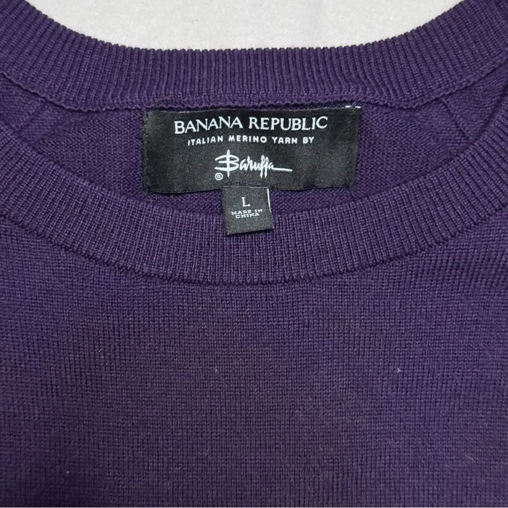 Banana Republic Italian Merino Wool Yarn by Baruffa Purple Sweater Size Large